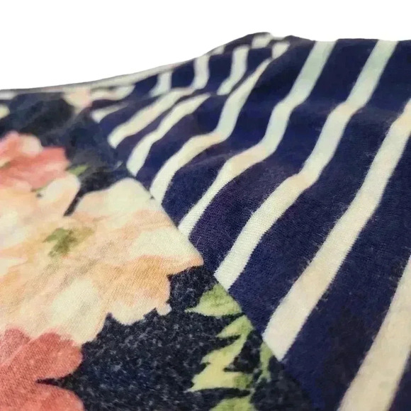 Lemon Tree Multicolored Striped Long Sleeves Floral Body Top Size L *See Descrip - Picture 13 of 14